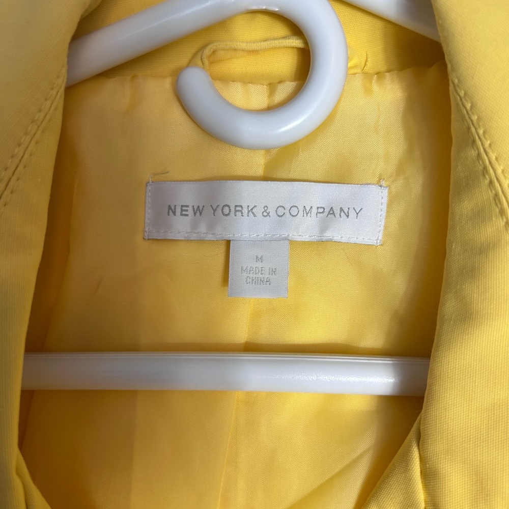 New York & Company Yellow Double-Breasted Trench‎ Coat - Women - Picture 3 of 5